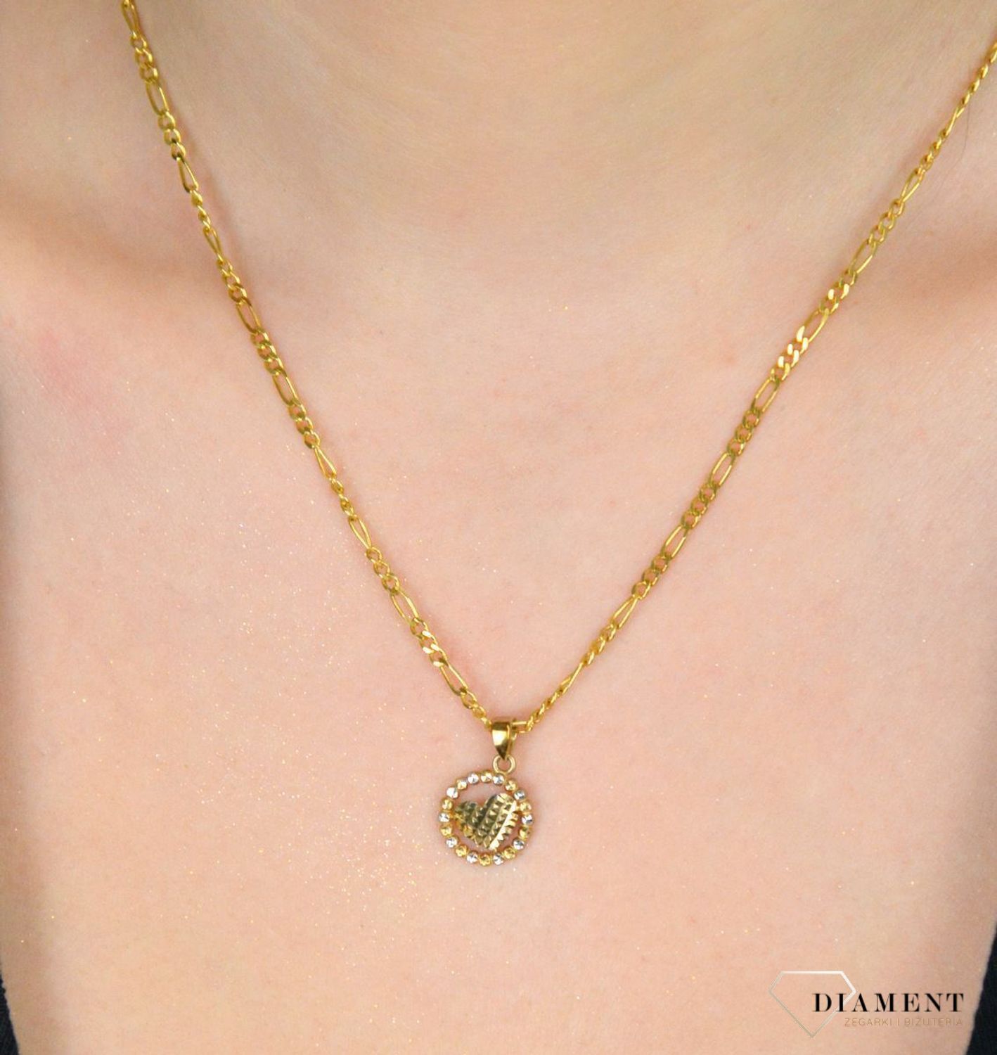 Złota zawieszka 375 serduszko w kółeczku ZA 6870 375. Złota zawieszka damska. Złota zawieszka serce próby 375. Złota zawieszka damska. Wisiorek serce z cyrkoniami. Złota zawieszka na prezent..jpg